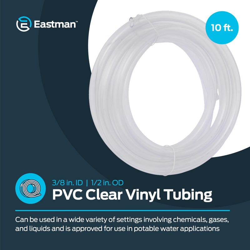 Eastman 3/8 Inch ID (1/2 Inch OD) PVC Clear Vinyl Tubing, 10 Foot Length, 98620 - Image 2